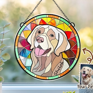 Personalized Pet Portrait Glass Suncatcher, Pet Memorial Gift, Dog Portrait From Photo Suncatcher, Loss Of Pet Gift, Pet Sympathy Gift